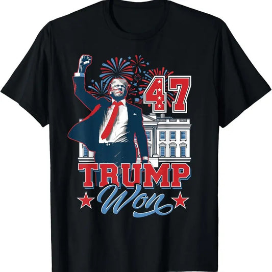 Trump Won Again 2024 Election President 47 th American Flag T-Shirt