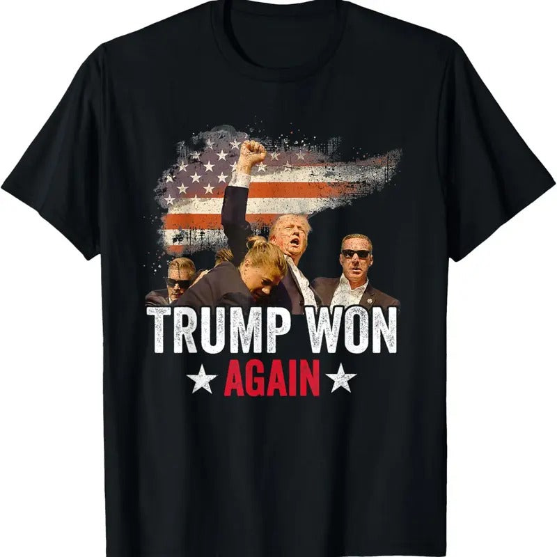 Trump Won Again 2024 Election President 47 th American Flag T-Shirtstyle{n002}3