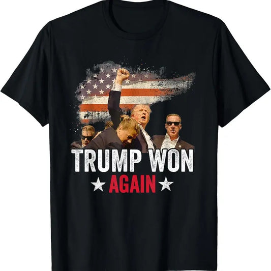 Trump Won Again 2024 Election President 47 th American Flag T-Shirtstyle{n002}3