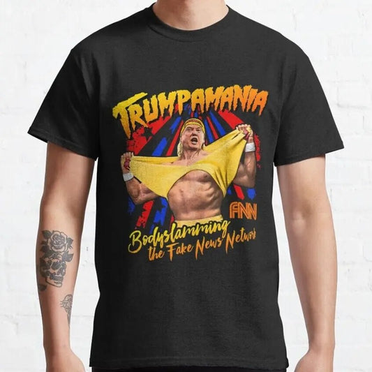 Trump Wrestling Meme Fake News Trumpamania Retro Vintage T-Shirt S-3XL