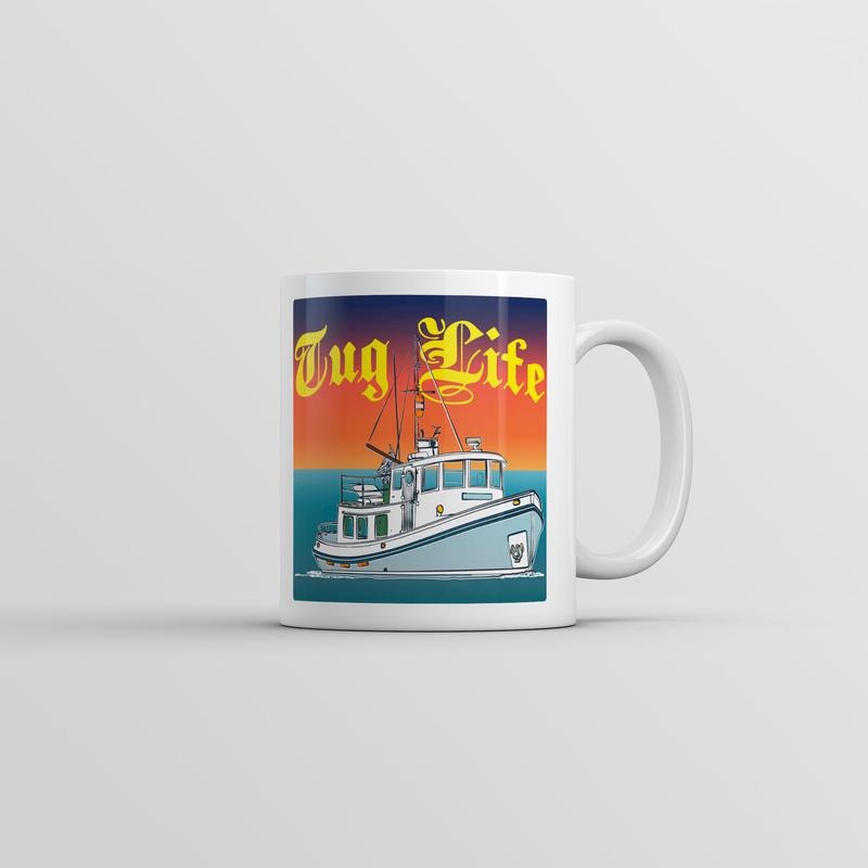 Tug Life Mug Funny Sarcastic Boating Graphic Coffee Cup-11oz Funny Coffee Mugs Ceramic Printed Drinkware Cup