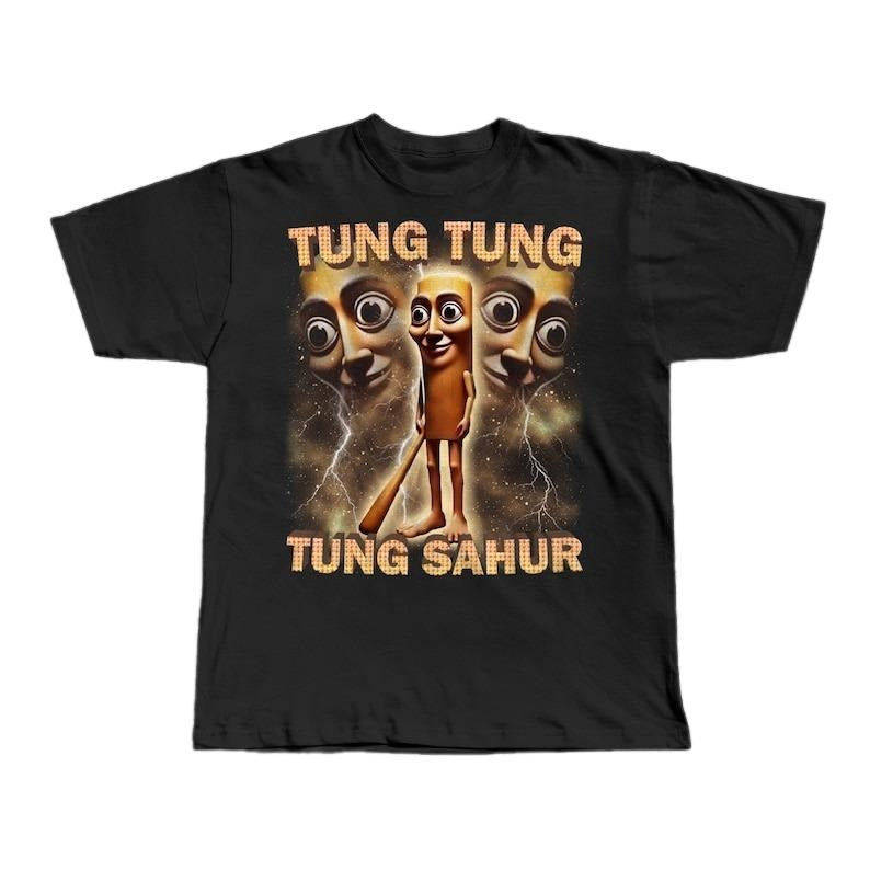 Tung Tung Tung Sahur Funny Baseball Bat Meme T-shirt, Italian Brainrot Shirt, Dank Memes Tshirt, Unhinged Clothes, Weird Tee