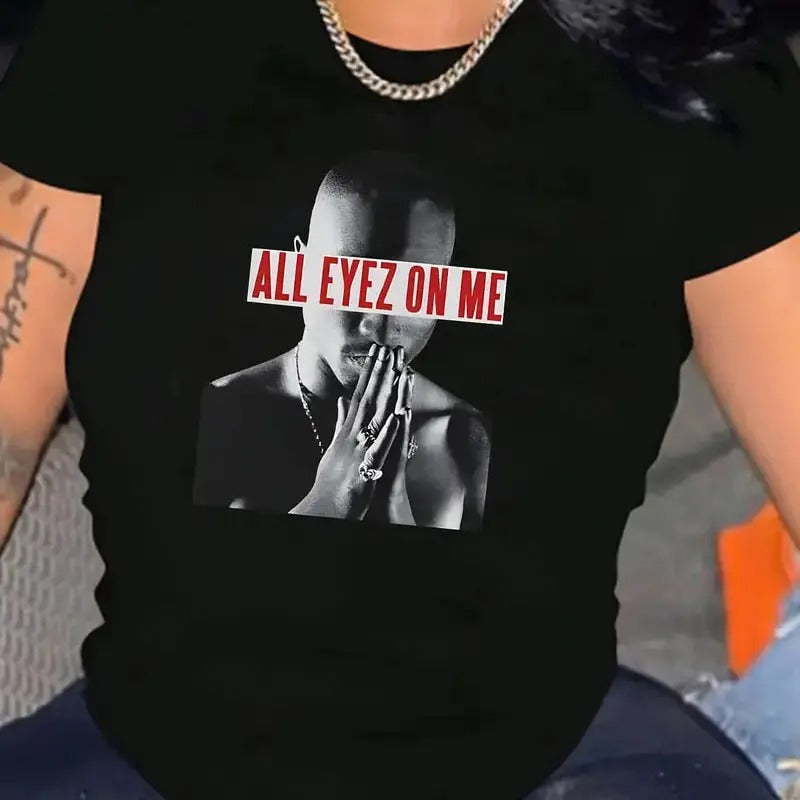 Tupac T Shirt All Eyez On Me Logo Official Mens , Gift for Him, Gift For Her, Vintage Y2K, Menswear Top Cotton