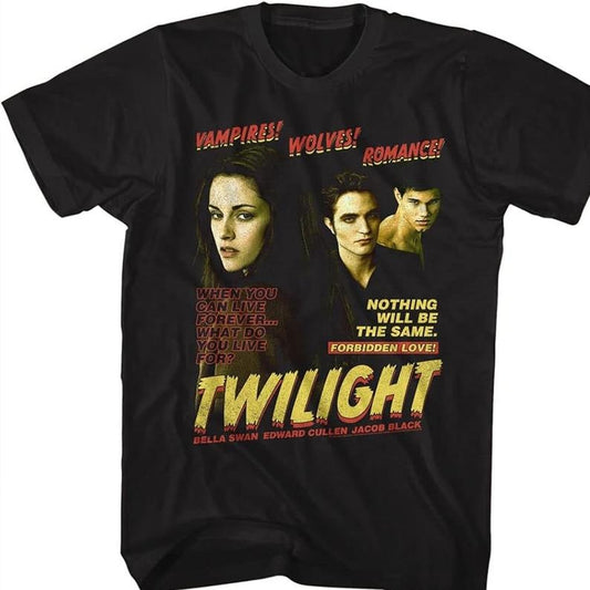 Twilighttt Saga T-Shirt, Vampiree Wolf Romance Shirt, Vintage Graphic Tee, Comic Retro, Oversized Twilightt Fans Homage T-shirt, Gift For Book Lover