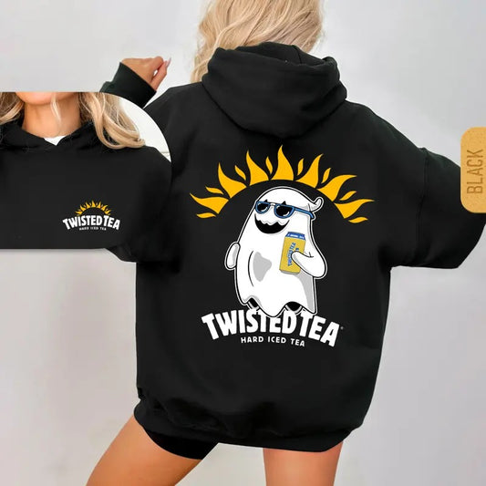 Twisted Tea Ghost Halloween 2 Sided T-Shirt Sweatshirt Hoodie, Twisted Tea Shirt, Funny Ghost, Funny Halloween Shirt, Halloween Trendy Shirt, For Men, For Women  Cotton