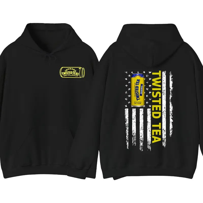 Twisted Tea Logo Flag 2-sided Hoodie, Fall Hoodie, Gift for Womens, for Mens