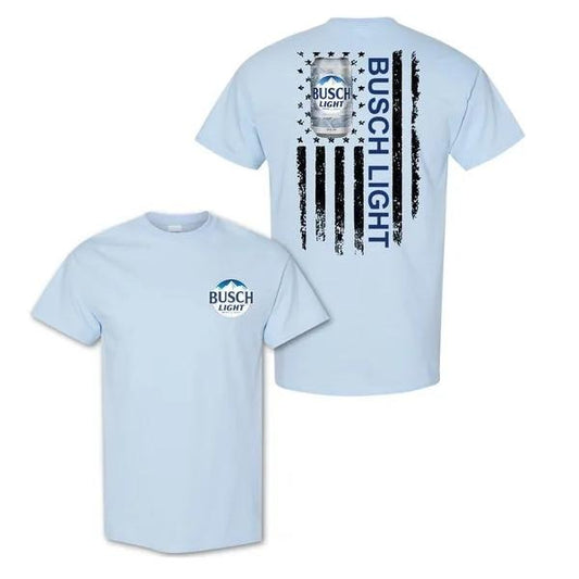 Two-sided Busch Light American Flag T-shirt, Funny Summer Graphic Tee, Trendy Outdoors Beer Lover Sweatshirt, Unisex Hoodie, Independence Day