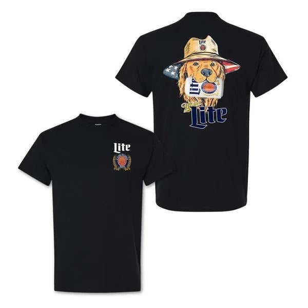 Two-sided Miller Lite Golden Retriever T-shirt, Funny Summer Graphic Tee, Trendy Outdoors Beer Lover Sweatshirt, Unisex Hoodie