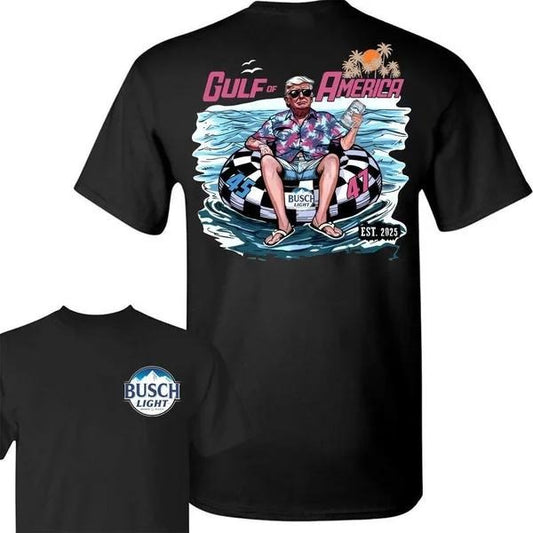 Two-sided Trump Busch Light T-shirts, Tropical Gulf Of America, Patriotic Beer Drinking Shirts, Funny Summer Graphic Tee, Trendy Outdoors Beer Lover Sweatshirt, Unisex Hoodie