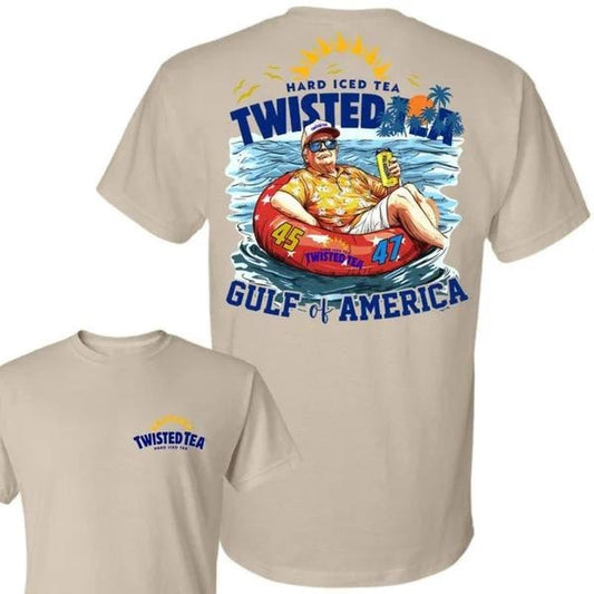 Two-sided Trump Coors Twisted Tea T-shirt, Tropical Gulf Of America, Patriotic Beer Drinking Shirts, Funny Summer Graphic Tee, Trendy Outdoors Beer Lover Sweatshirt, Unisex Hoodie