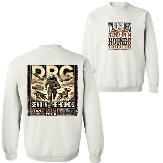 Tyler Childers Send in the Hounds Tour Sweatshirt, Hoodie - Astronaut & Hounds Graphic, Cozy Unisex Concert Merch Pullover for Music Fans