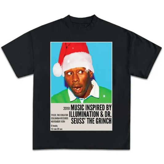 Tyler The Creator Santa Hat Music Graphic Rap Tee Shirt Big Face Merry Christmas