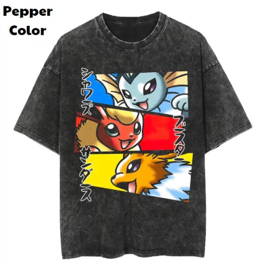 Type Electricity Fire Water Vintage Tee, Eevee T-Shirt, Pokemon Graphic Tees, Pokemon Shirt, Unisex Anime Shirt, Menswear Womenswear Streetwear