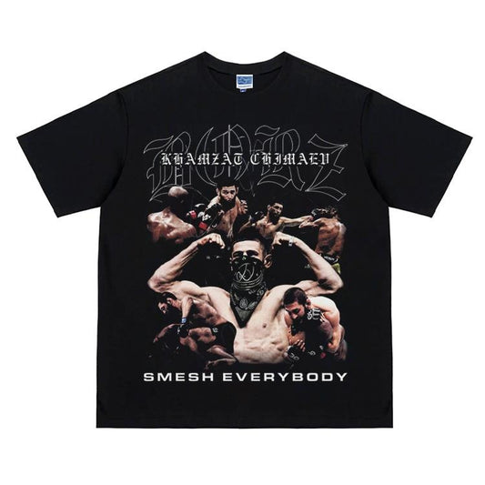 UFC "Alex Pereira" Heavyweight Vintage Tee 100% Cotton OVERSIZED T-shirt Menswear Top Crew Necks Clothing For UFC Fans Casual Streetwear Black Crewneck Tshirt Gamis Baggy Tropical