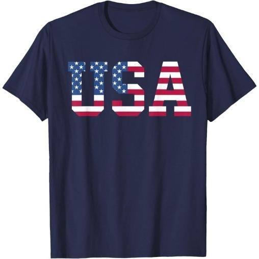 USA American Flag Patriotic Red White Blue Stars & Stripes T-Shirt Made in USA