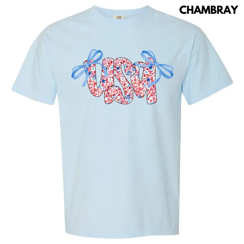 USA Ditzy Floral Comfort Colors T-Shirt 'NLB'