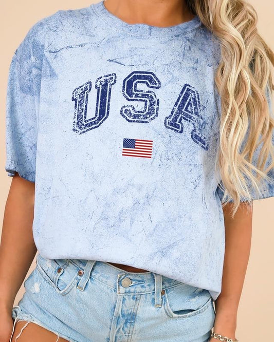 USA, Patriotic Flag, America, Retro, Vintage, Independence Day, 4th of July, Comfort Colors, Color Blast Tshirt, Women's Comfort Color Tee, Tshirt