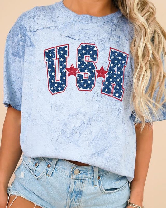USA, Stars, Stripes, Patriotic, Retro, Varsity Style, Color Blast, Comfort Colors Tshirt, Women's Comfort Color Tee, Tshirt