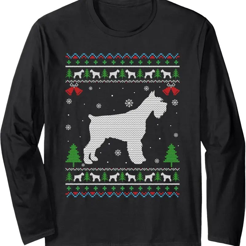 Ugly Xmas Design Schnauzer Dog Ugly Christmas Sweater Funny Long Sleeve T-Shirt