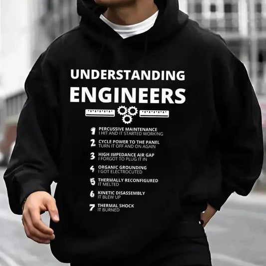 Understanding Engineers, Funny Sarcastic Hoodie Casual Street Style Fleece Fabric Pullover Hooded Sweatshirt for Women for Men, Perfect Gift
