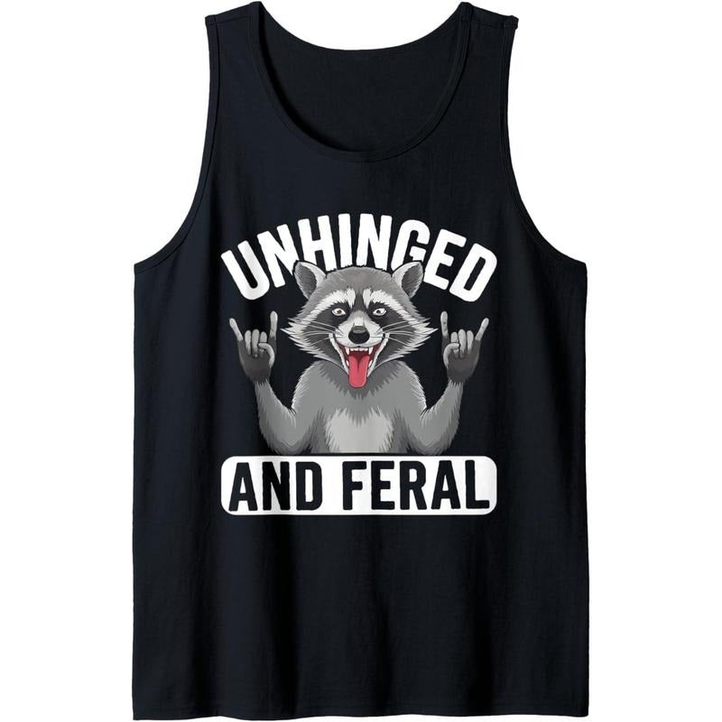 Unhinged And Feral Funny Raccoon Retro Tank Top