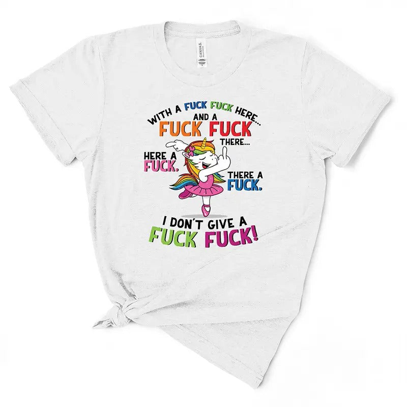 Unicorn Middle Finger T-Shirt for Women - Funny Graphic Tee - Casual