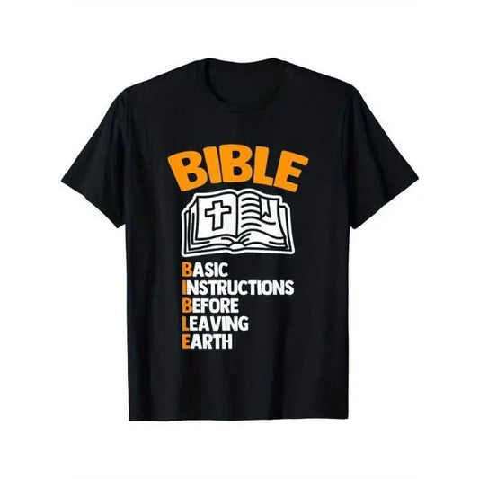 Unique BIBLE BASIC INSTRUCTIONS BEFORE LEAVING EARTH Graphic Tee - Fashion Jerseys for Men - Soft Pure Cotton, Comfortable Casual Wear, Trendy Design, High-Quality Short Sleeve, Stylish Digital Print, Everyday Essential Made in USA