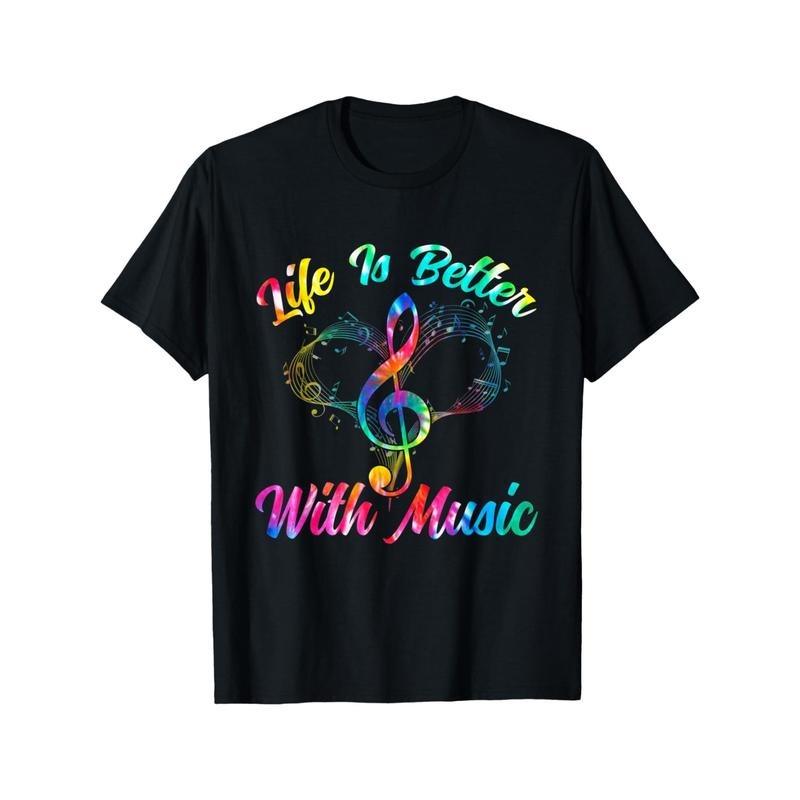 Unique Music Lover's Gift - Life Is Better With Music Notes Symbol Tie Dye Musician T-Shirt Made in USA