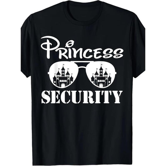 Unique Princess Security Team Graphic T-Shirt - Fun Family Trip, Birthday Party, Dad, Mom - Soft, Comfortable, Relaxed Fit, Short Sleeve, Crew Neck, Casual Wear Made in USA