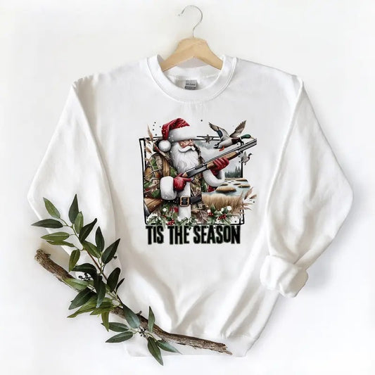 Unisex Christmas Tis the Season Mallard Duck Sweatshirt Pullover Hoodie - Cotton, Sweater Crewneck Womenswear Day