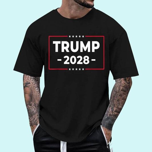 [Unisex Cotton] Donald Trump 2028 President American Flag Pro Trump Vintage T-Shirt , Short Sleeve, Top Unisex