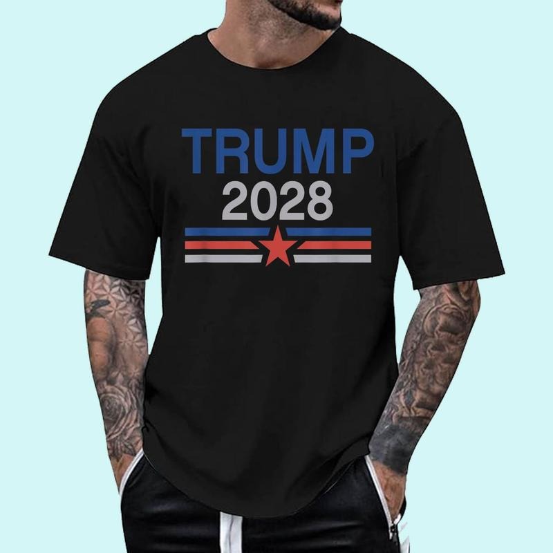 [Unisex Cotton] Trump 2028 Minimalist Retro Patriotic Trump Inauguration T-Shirt , Short Sleeve, Top Unisex