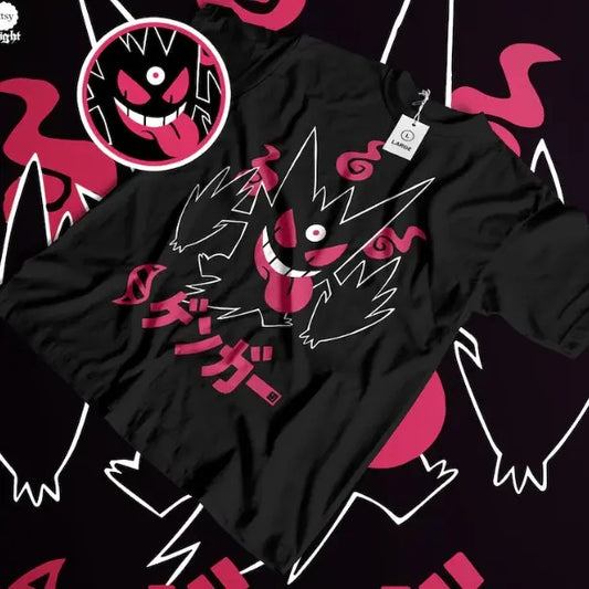 Unisex Ethereal Phantom T-Shirt, Pokemon Tee - Anime Specter Tee, Japanese Manga Apparition Top, Ghostly Essence Wear, Spooky Aura Garment, Mysterious