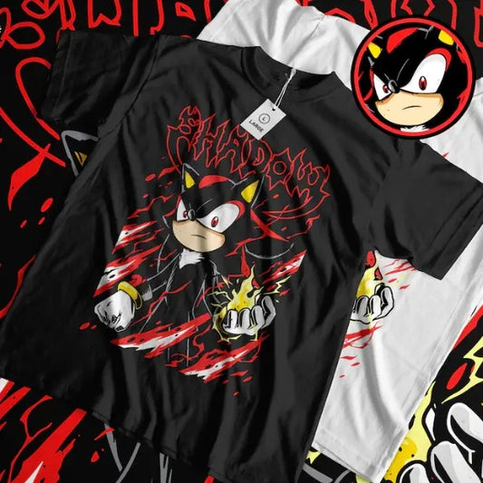 Unisex Hedgehog Shadow T-shirt - Speedster Energy, Japanese Anime Hero, Gaming Legend Apparel, Manga-Inspired Action Wear, Anime Manga Shirt Menswear Top Underwear Tshirt Streetwear
