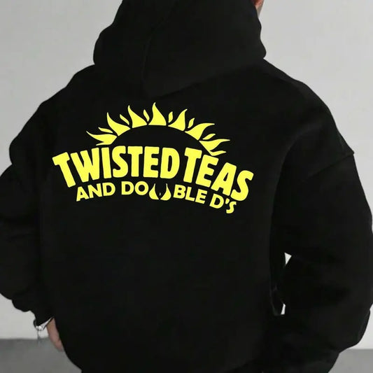 Unisex Letter Print Drop Shoulder Drawstring Hoodie, 2000s Clothes, Loose Casual Hoodie Punk Long Sleeve Hooded Sweatshirt for Fall & Winter