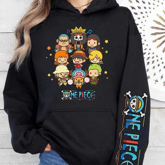 Unisex One Piece Anime Long Sleeve Cotton Polyester pullover hoodie