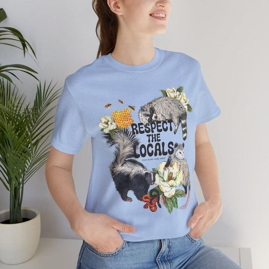 Unisex Respect Them Locals Shirt, Opossum Possum Skunk Raccoon Bees Honey T-shirt, Respect The Locals T Shirt Comfort colors Tee Beach Shirt Save the Se Casual Clothing