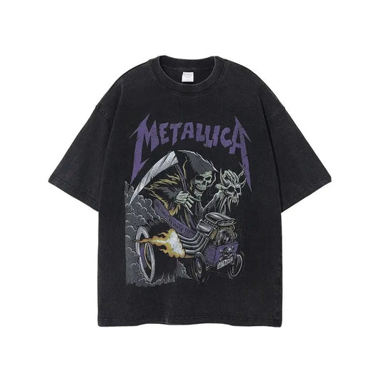 Unisex Washed T-Shirt Oversized Streetwear Heavy Metalica Band Vintage tee Oversize Unisex T-shirt All Size Tshirt Streetwear