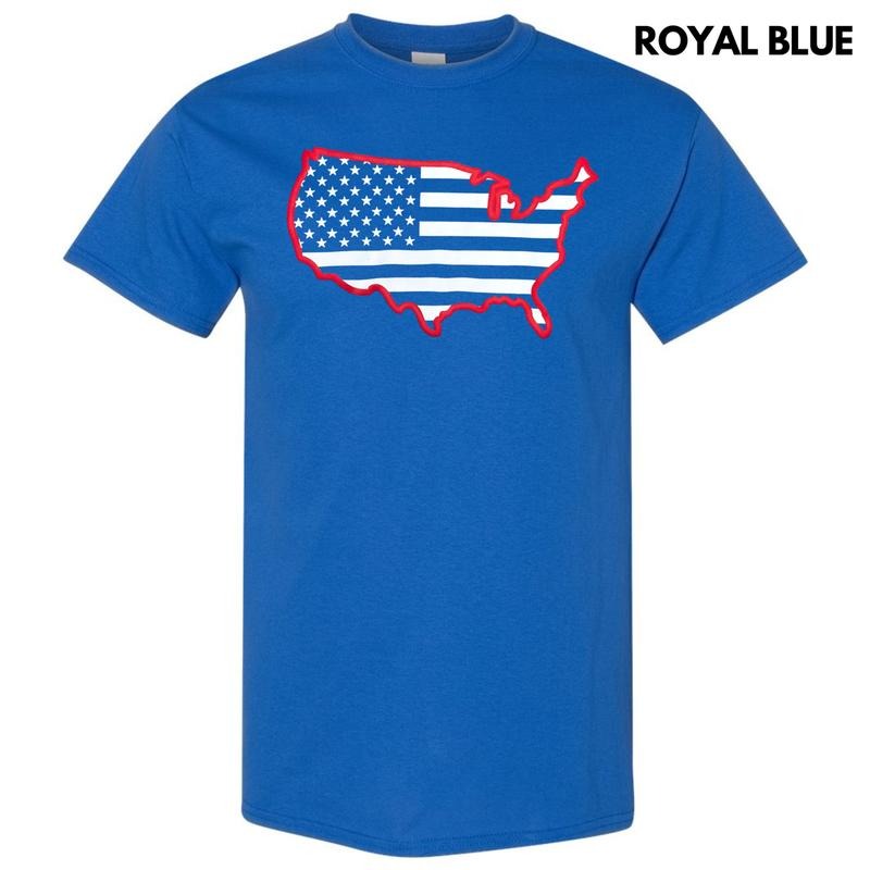 United States Red Puff Gildan Short Sleeve T-Shirt