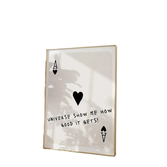 Universe Show Me How Good It Gets, Playing Card Print, Retro Bar Cart Decor Preppy Poster Black White, Aesthetic Decor, Gifts For Her Wall Decor, Poster Prints No Frame, Home Decoration, Poster For Room, Gifts For Birthday Christmas Landscape Artwork