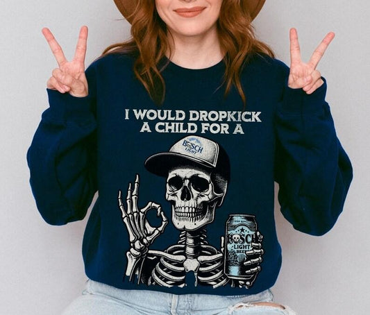 [Up To 5XL] Beer Shirt, Skeleton Beer Sweatshirt, Funny Beer Shirt, Beer Light Shirt, Gift For Her, Gift For Him, Trendy Graphic Shirt, Halloween Gifts