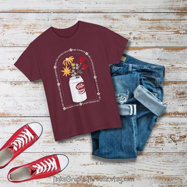 [Up To 5XL] Caffeine Lover Cotton Tee, Diet Dr Pepper Tshirt for Soda Lovers, Shirt for Mom Life Happens