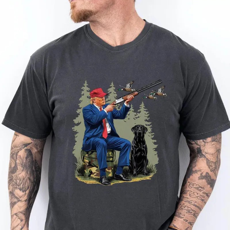 [Up To 5XL] Hunting Trump Shirt - Trump 2024 Shirt - Trump Funny Hunting Shirt - Hunting Men Christmas Gift - Fishing Lover Gift Shirt