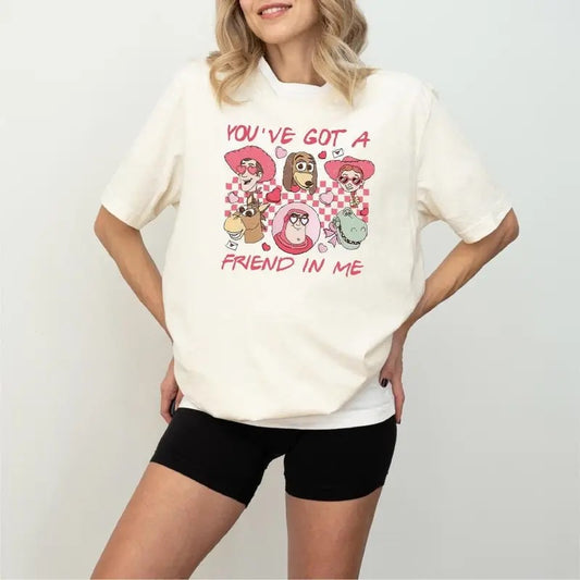 [Up To 5XL] Toy Story Valentine Shirt You've Got A Friend In Me Shirt Woody Lover Shirt Vintage Toy Story Chatacters Valentine Shirt