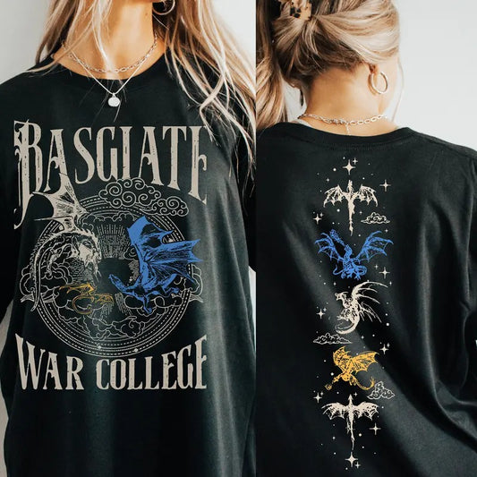 [Up To 5XL] Vintage Basgiath War College 2 Sided Shirt Fourth Wing Shirt Dragon Rider Shirt Violet Sorrengail Xaden Riorson Booktok Shirt Bookworm Gift