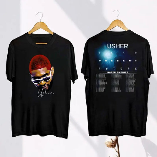 Usher Concert 2024 Shirt, Usher Past Present Future Tour 2024 Shirt, Ussher Fan Gift, Ushher Tour Merch, Usheer Signatures Shirt Cotton Menswear