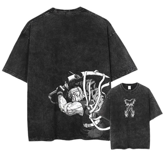 Uzui Tengen Demon Slayer Vintage Anime Shirt - Oversized Washed Cotton Graphic Unisex T-Shirt with Graphic Design, Perfect for Gift Giving