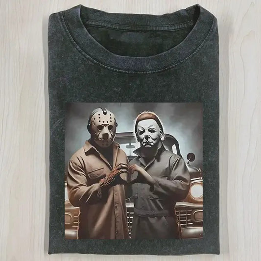 VINTAGE JASON AND MICHAEL HALLOWEEN T-SHIRT, Horror Movie Shirt, Horror Character, Funny Halloween Shirt, Unisex T-Shirt, Gift For Men Women