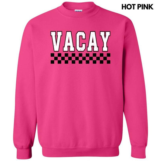Vacay Varsity Checkered Sweatshirt 'NLB'