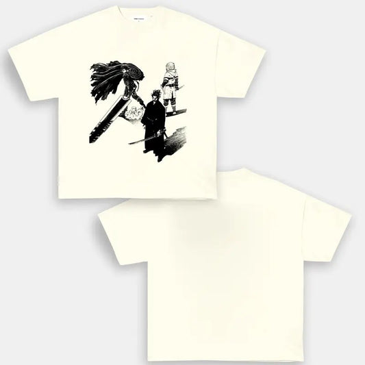 Vagabond x Berserk Oversize Tshirt Anime Double Printed Vintage Oversized Unisex Oversize Anime Manga Heavyweight Cotton T-shirt, Gift For Anime Fan, Anime Lover